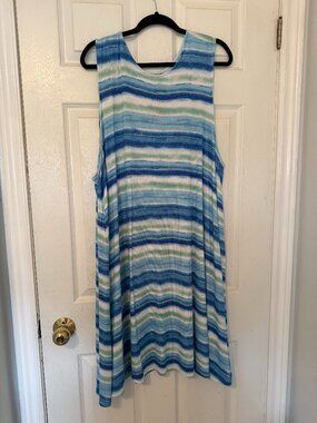 Joe Fresh+ Active Plus Size 2X Blue Striped Sleeveless Dress